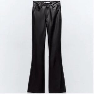 Zara Faux Leather Flare Pants Size 6